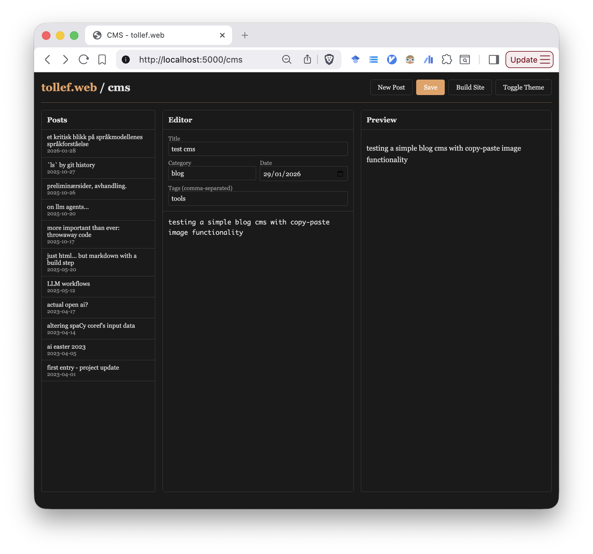 screenshot of cms